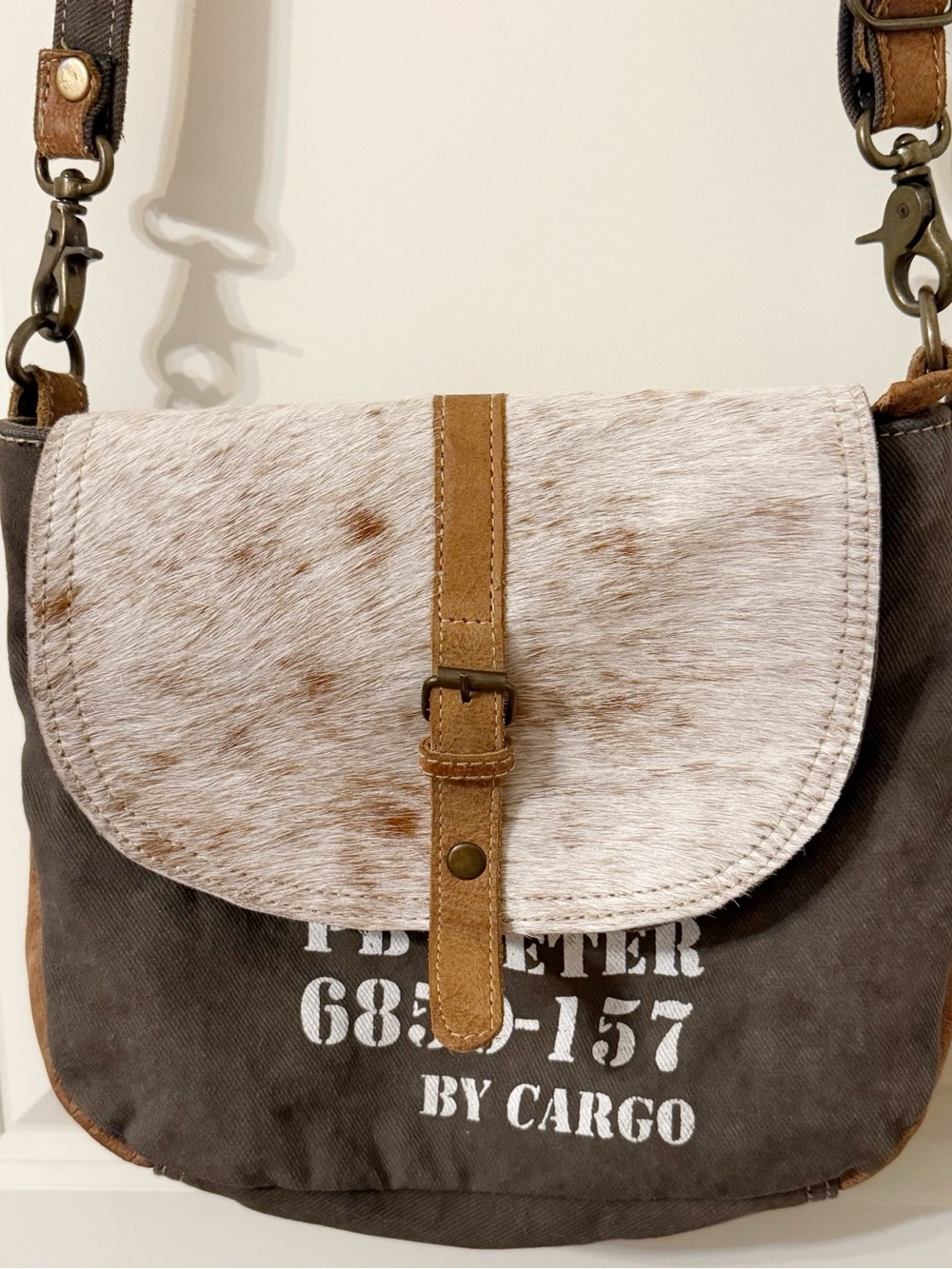 Myra Bags Crossbody Military Surplus Animal Hair Retired